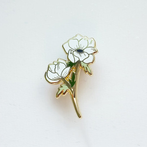 Anemone Flower Enamel Pin(화이트)